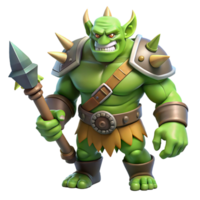 acclaimed vintage A fierce orc warrior, wielding a spiked club with Transparent Background genuine png