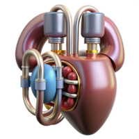 bold sumptuous Hyper-specific, photorealistic render of a biomechanical artificial kidney, isolated cutout with Transparent Background genuine png
