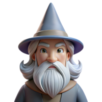 exceptional modern A wise old wizard, with a long white beard and pointed hat with Transparent Background flawless png