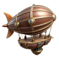 elegant urban Steampunk zeppelin miniature with intricate gondola and propellers with Transparent Background perfect clarity png