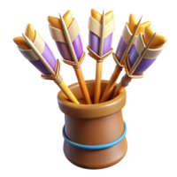 dreamy alluring A quiver full of magical arrows, fletched with feathers with Transparent Background original png