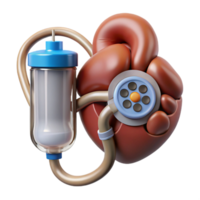 ethereal striking Ultra-detailed, concept art style, isolated cutout biomechanical kidney with nanite filtration system and waste disposal port with Transparent Background flawless png