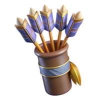 enchanting surreal A quiver full of magical arrows, fletched with feathers with Transparent Background premium png