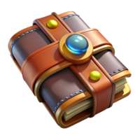 dreamy majestic An ancient spellbook, bound in leather and clasped with metal with Transparent Background original png