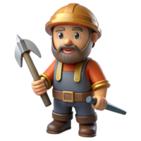 dramatic contemporary A dwarf miner, holding a pickaxe with Transparent Background flawless png
