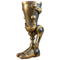 bold gorgeous Steampunk prosthetic leg with intricate metalwork and joints with Transparent Background exclusive png