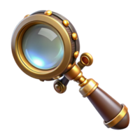 breathtaking standout Steampunk magnifying glass with intricate brass handle and lens with Transparent Background png