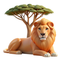 serene classic A Regal Lion Resting in the Shade of an authentic png