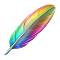 captivating elegant Ultra-detailed, photorealistic isolated cutout of a single, floating feather with holographic iridescence with Transparent Background high quality png