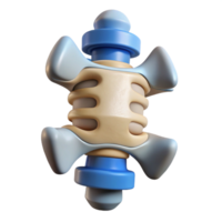 dramatic captivating Photorealistic, ultra-detailed render of a single biomechanical vertebra with shock absorbers, isolated cutout with Transparent Background museum quality png