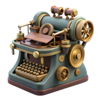 beautiful signature Steampunk typewriter with intricate keys and a clockwork mechanism with Transparent Background png