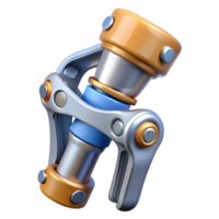 elegant unparalleled Isolated cutout, concept art style, hyper-specific illustration of a biomechanical knee joint with hydraulic pistons with Transparent Background png