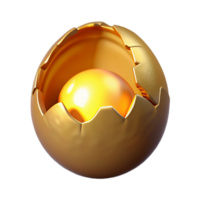 dazzling ethereal art deco A single, cracked egg with golden light emanating from within with Transparent Background high quality png