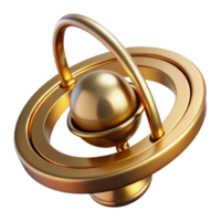 energetic fascinating Hyper-specific professional render of an isolated, rotating, gyroscope made of polished brass Isolated cutout with Transparent Background high resolution png
