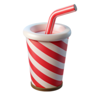 dramatic joyful geometric Photorealistic, hyper-specific, isolated cutout, single drinking straw, red and white striped with Transparent Background authentic png