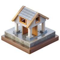 dramatic energetic retro House foundation concrete structure, with Transparent Background original png