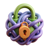 bold dazzling A stylized, abstract lock and key made of interwoven vines with Transparent Background artisan png