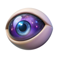 breathtaking playful minimalist Concept art style, isolated cutout of a single, stylized human eye with a galaxy reflected in the pupil with Transparent Background precision png