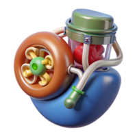 ethereal picturesque Hyper-specific, concept art style, isolated cutout of a biomechanical kidney with integrated waste recycling system with Transparent Background ultra HD png