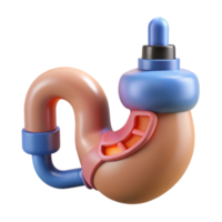 breathtaking exceptional Hyper-specific, concept art style, isolated cutout of a biomechanical stomach with integrated digestive enzymes dispenser with Transparent Background png