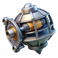 dynamic dramatic Isolated cutout of a single, intricate, futuristic spaceship engine, professional render, ultra-detailed components with Transparent Background detailed png