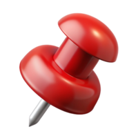 alluring playful modern Photorealistic, hyper-specific, isolated cutout, single push pin, red with Transparent Background expertly shot png
