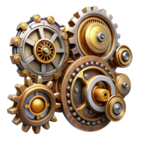 dazzling traditional Steampunk gear set with various sizes and intricate details with Transparent Background top-tier png