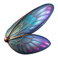 dramatic pristine Photorealistic, hyper-specific, isolated cutout of a single, perfectly preserved, insect wing, displaying intricate, fractal patterns with Transparent Background elite png
