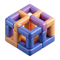 gorgeous nostalgic tropical Interlocking squares forming a cube. Geometric, flat color, scalable design Scalable Design. masterfully captured png