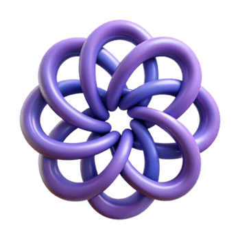 espectacular distintivo enclavamiento círculos formando un flor. geométrico, plano color, escalable diseño escalable diseño. png