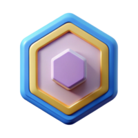 whimsical breathtaking Hexagonal badge, crisp edges, clean lines, symmetrical Scalable Design. impeccable png