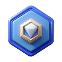 dreamy sumptuous Hexagon badge with a diamond, crisp edges, symmetrical, minimal Scalable Design. flawless png