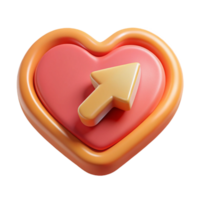 immaculate classic Heart badge with an arrow, scalable, crisp edges, single-weight stroke Scalable Design. premium png