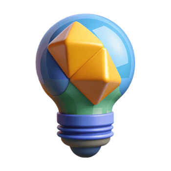 spectacular abstract Stylized lightbulb with geometric elements. Crisp edges, flat color Scalable Design. precision png