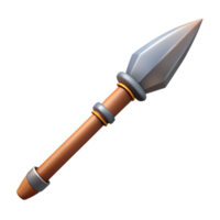 coveted baroque Hyper-specific, professional render of a tribal spear with a hand-carved wooden shaft and a sharpened flint point Isolated cutout with Transparent Background exclusive png