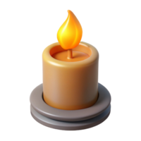 calm beautiful Isolated cutout, hyper-specific, single burning candle, orange flame, professional render with Transparent Background impeccable png