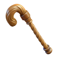 captivating coveted Hyper-specific isolated cutout professional render of a tribal elder's walking stick carved from a single piece of hardwood with Transparent Background png