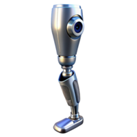 distinctive bohemian Cybernetic prosthetic leg with chrome finish and exposed mechanics with Transparent Background fine detail png