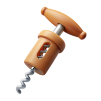 alluring joyful elegant Photorealistic, hyper-specific professional render of a vintage corkscrew with a bone handle with Transparent Background sharp png