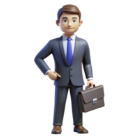 captivating nostalgic retro Businessman, suit and tie, holding briefcase, with Transparent Background genuine png