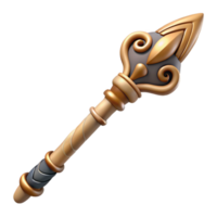 exemplary baroque Concept art style, isolated cutout of a single tribal ceremonial staff carved with intricate patterns with Transparent Background masterfully captured png