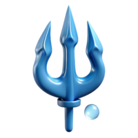 dramatic notable Ultra-detailed, professional render of a single, isolated cutout of Poseidon's Trident, dripping seawater with Transparent Background png