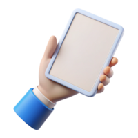 alluring peaceful creative Tablet computer, white, held in hand, with Transparent Background original png