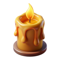 distinctive minimalist Ultra-detailed, professional render of a single, burning candle with realistic flame and melting wax Isolated cutout with Transparent Background 4K png