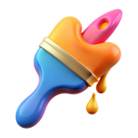 dreamy striking A paintbrush, dripping with vibrant paint with Transparent Background premium png