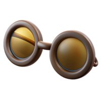 distinctive mid-century Photorealistic, hyper-specific professional render of a vintage pair of spectacles with round lenses with Transparent Background refined png