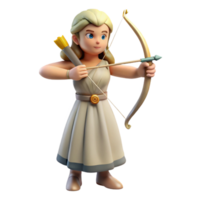 exceptional gothic Artemis, Goddess of the Hunt, holding bow and arrow, focused expression with Transparent Background luxury png