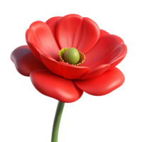 exquisite peaceful tropical Hyper-specific, isolated cutout of a single red poppy flower, blooming with Transparent Background fine detail png