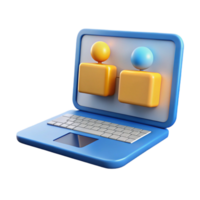 célebre boêmio computador portátil com conferência Programas aberto com transparente fundo habilmente tiro png