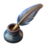 acclaimed geometric A single, stylized feather pen, with an inkwell with Transparent Background refined png